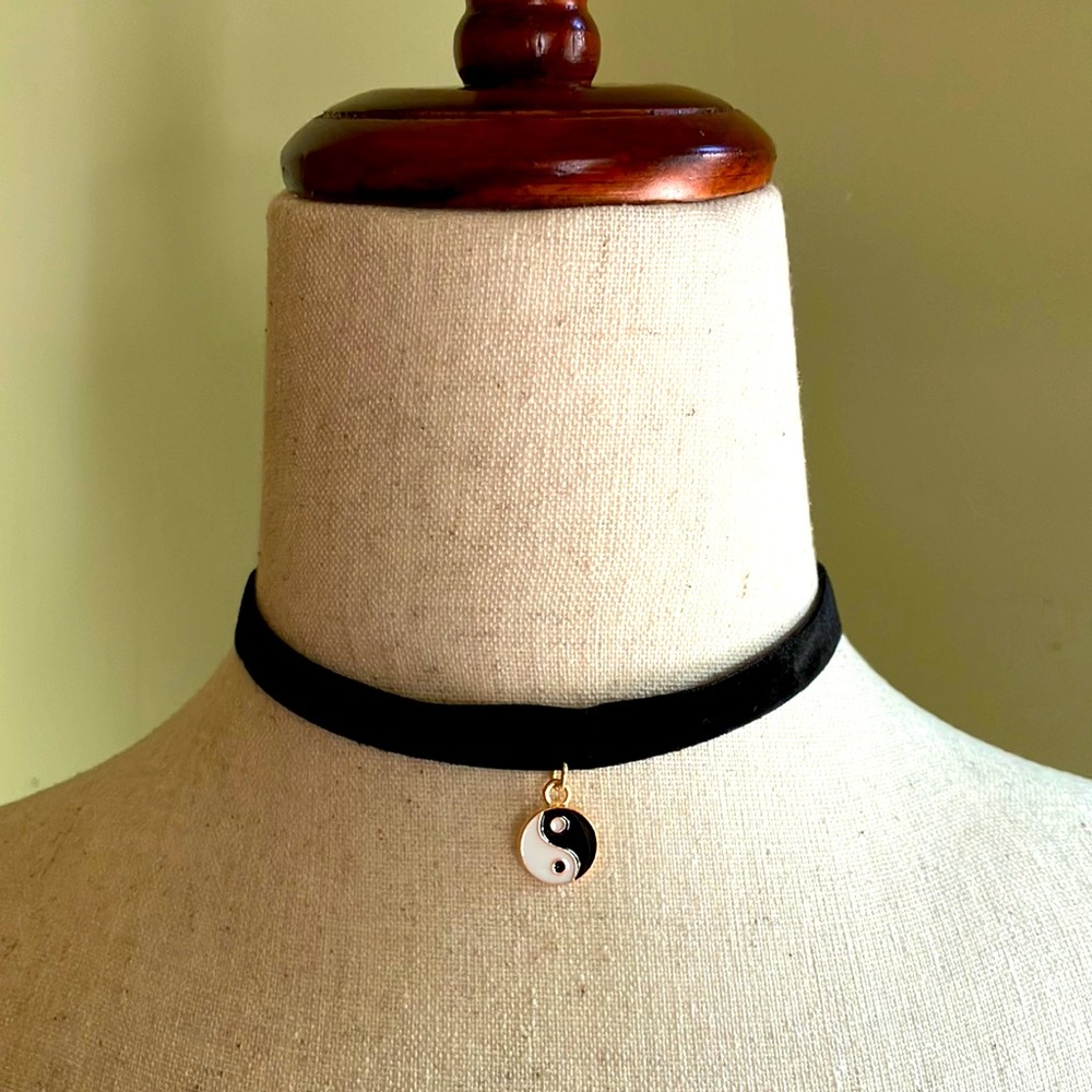 Black Velvet Choker with Yin-Yang Charm